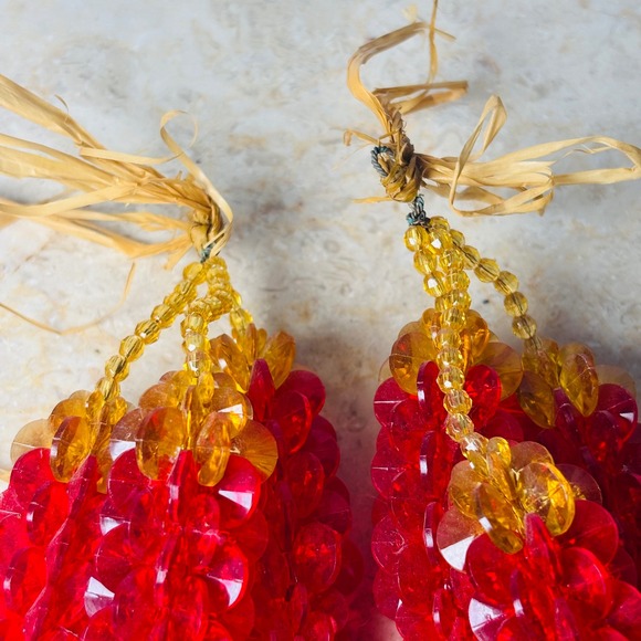 Vintage Plastic Beaded Chilis Ornament Christmas Southwestern Stackable Star - Picture 4 of 4